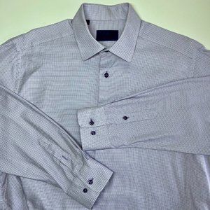 David Donahue Dress Shirt in Light Purple Weave Size 17 • 34/35